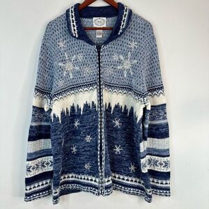 Vintage Stitches in Time Winter Fair Isle Knit Sweater Jacket Womens 1X